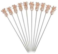 Cocktail  Picks Garnish Pineapple End Copper Plated Pack of 10 Cocktail Sticks