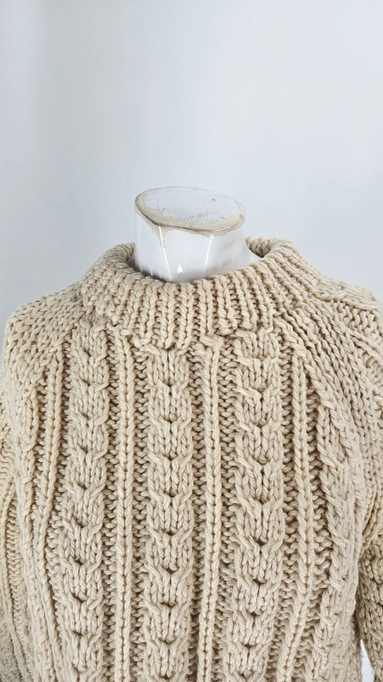 4373 Marshall Fields Sweater Men's Vintage Cream Wool Ribbed Fisherman Italy... - Image 3 of 4