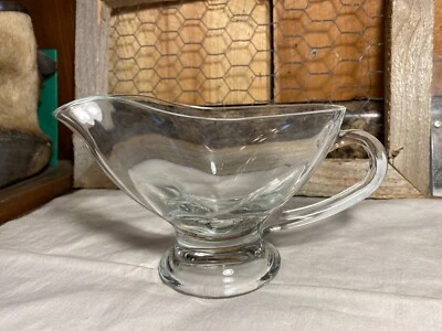 Clear Glass Pedestal Gravy Boat - Image 1 of 4