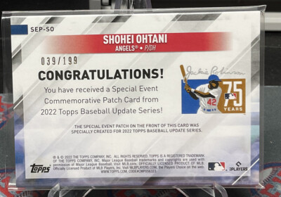 2022 Topps Update Shohei Ohtani Commemorative Jackie Robinson Day