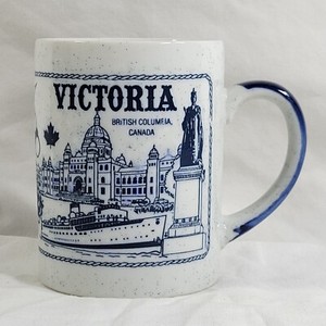 Victoria British Columbia Canada Mug Light Speckled Tea Coffee Cup Vintage USED