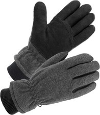 SKYDEER Winter Gloves with Soft Deerskin Suede Leather & Thermal Polar Fleece L