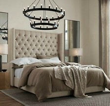 Image of Chenille Wing Chesterfield Ottoman Storage Bed Headboard Pocket Sprung Mattress