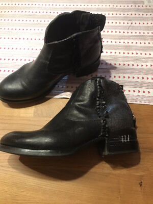 MOMA* Stiefelette* Schwarz* Silber* Klassisch* Leder* Gr. 37 Wie Gr. 38* Top!