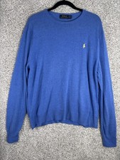 POLO RALPH LAUREN Mens Sweater blue Merino Wool medium soft comfy pony 3