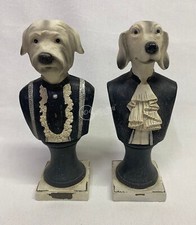 Coppia statuine busti cani in legno Villa D'Este Home 18 cm rinascimento arredo