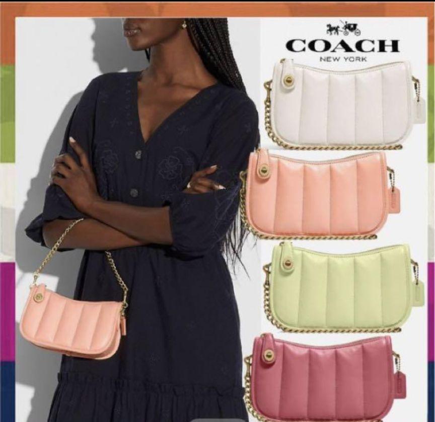 Coach Nappa Leather Shoulder Bag Auth C3490 Pink Medium Women