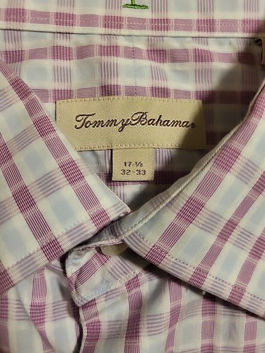 Tommy Bahama 17.5/ 32-33 LS Purple Gray Plaid Pocket Button-Up Shirt 48" X 31" - Picture 2 of 12
