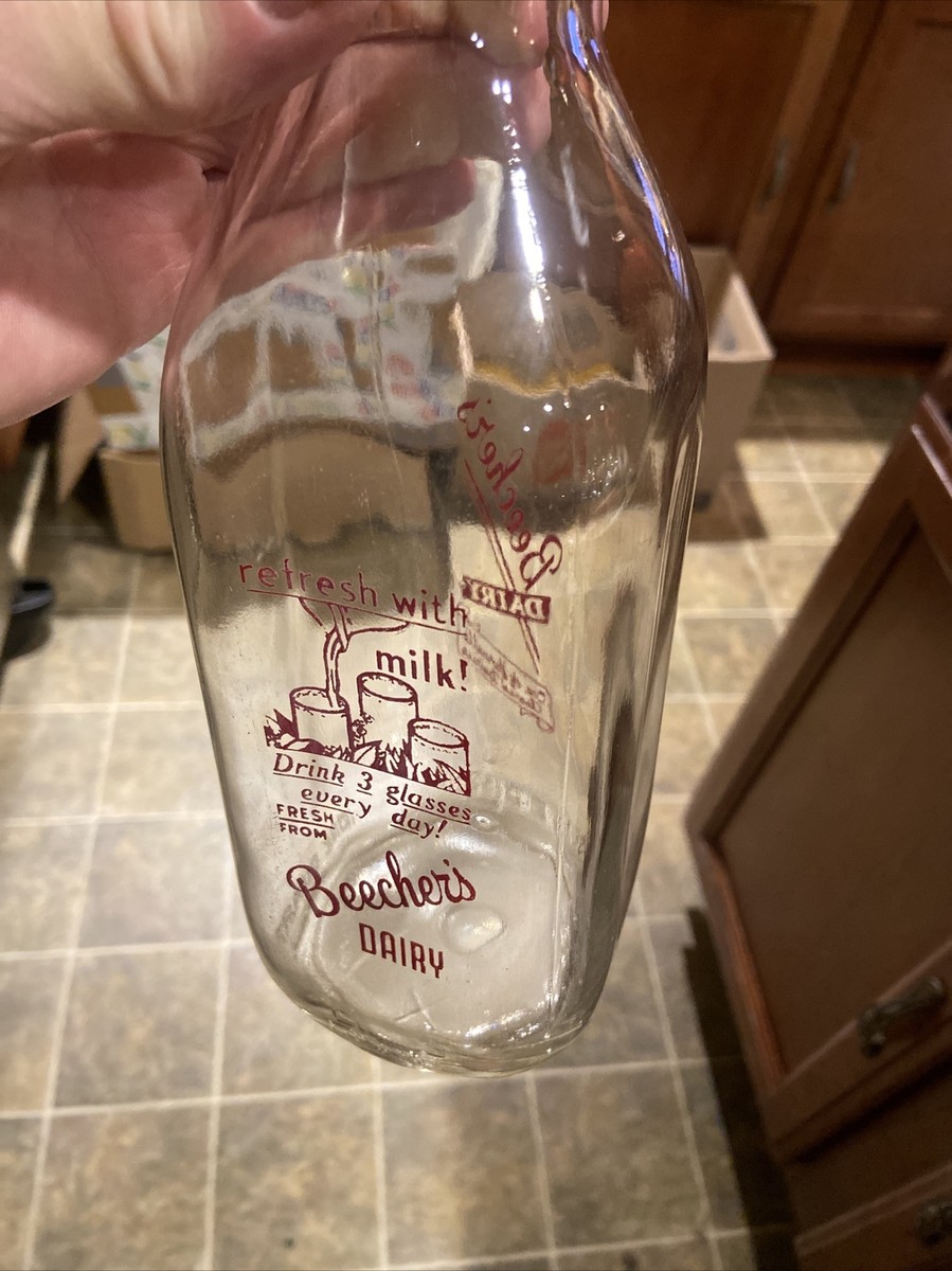Rare Beecher's Dairy ACL Quart Milk Bottle Hornell New York NY | eBay