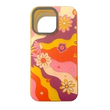 iphone 14 Pro Max Cell Phone Case Cover Hippie Flowers Orange