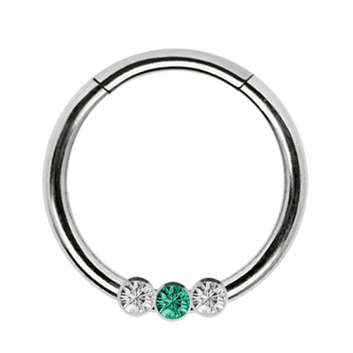 Piercing Schmuck Smooth Segment Clicker Nasenring und 3 Kristalle in zwei Farben - Bild 10 von 18