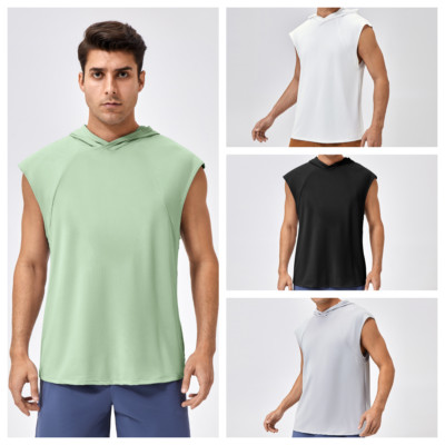 Men Sports Fitness Vest Quick Dry Breathable Running Gym Summer Hooded Tops