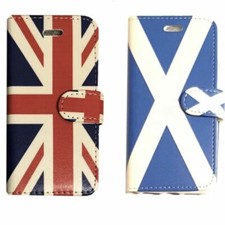 Scotland Flag & UK Flag Leather Flip Cover Stand Case For iPhone 15 , 15 Pro Max