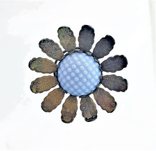 PRECIOSO ALFILER AZUL VIDRIO ACIANO Y LATÓN HP-312