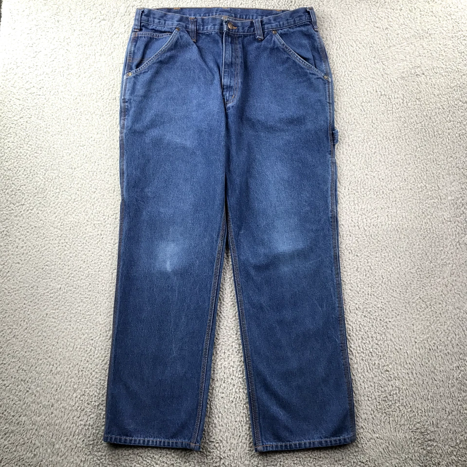 Pantalones de mezclilla BIG MAC para hombre 38x30 (etiqueta 38x32) pierna recta carpintero lavado medio Foto 2 de 4