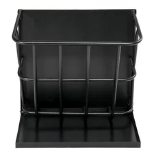 Large Capacity Hay Feeder with Detachable Grain Tray, Heavy Duty Steel Black