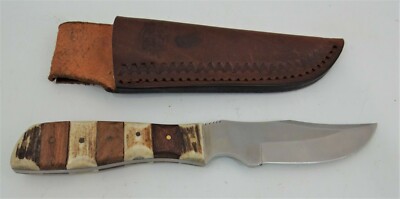 Fox 'N Hound Marked 4.25" Skinning Knife w/Marked Sheath, Stag/Wood(07)