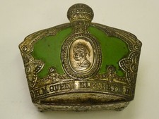 VINTAGE METAL HM QUEEN ELIZABETH II CROWN SHAPE TRINKET JEWELLERY BOX