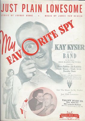 Sheet Music Just Plain Lonesome 1942 Kay Kyser 