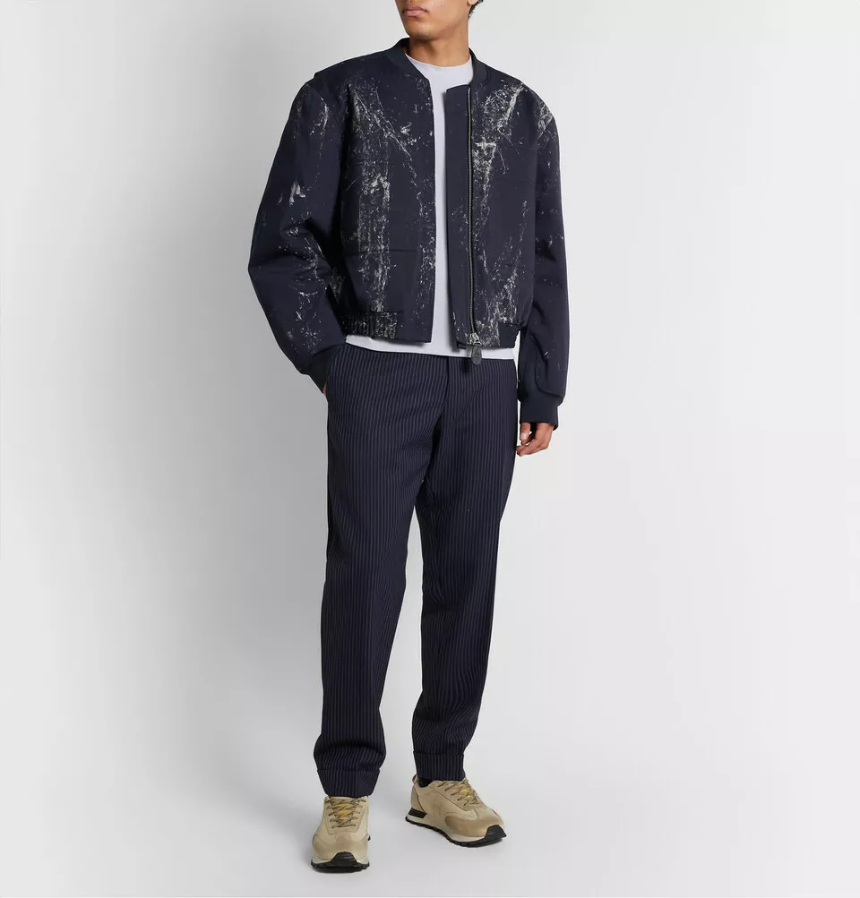 Maison Margiela Paint-Splattered Cotton-Twill Bomber Jacket NWT $1870 IT48 M
