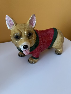 Blue Sky Clay works 2018 Corgi Wearing Red Sweater Perfect 10.5  X 7.5 