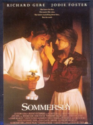 Modern FILM POSTER Postcard: SOMMERSBY (Richard Gere, Jodie Foster). Free Post