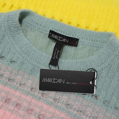 Marc Cain NWT Knit Pullover Sweater Size N1 US 4 in Yellow/Pink/Blue