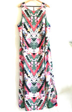 Gibson Latimer Maxi Dress Sleeveless Multi-Color Slit Sides Full Lined Size 2X