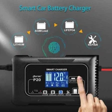 20Amp 12V/24V Smart Car Battery Charger for LiFePo4 Lead Acid GEL Battery Repair