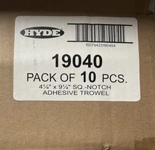 Hyde 19040 Adhesive Trowel 4-1/4” x 9-1/4” Sq -Notch, Case of 10