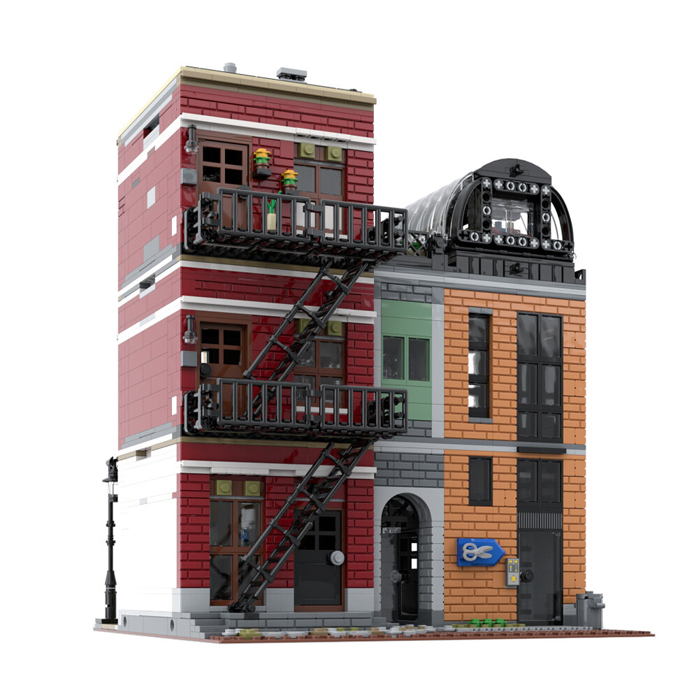 MOC-154649 Modular Old Street with 5 Buildings and a Transport Truck 13358 Parts