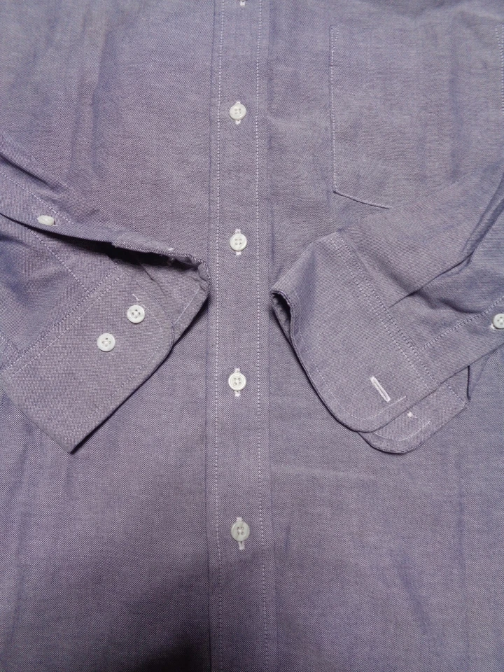 Camisa de vestir Haggar para hombre talla 16 34/35 gris con botones manga larga sin arrugas Foto 3 de 4