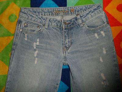 YOUNIQUE Jrs 7 Katze Kratz Zerschnitten Trendy Hellblau Schlaghose Jeans 30x34