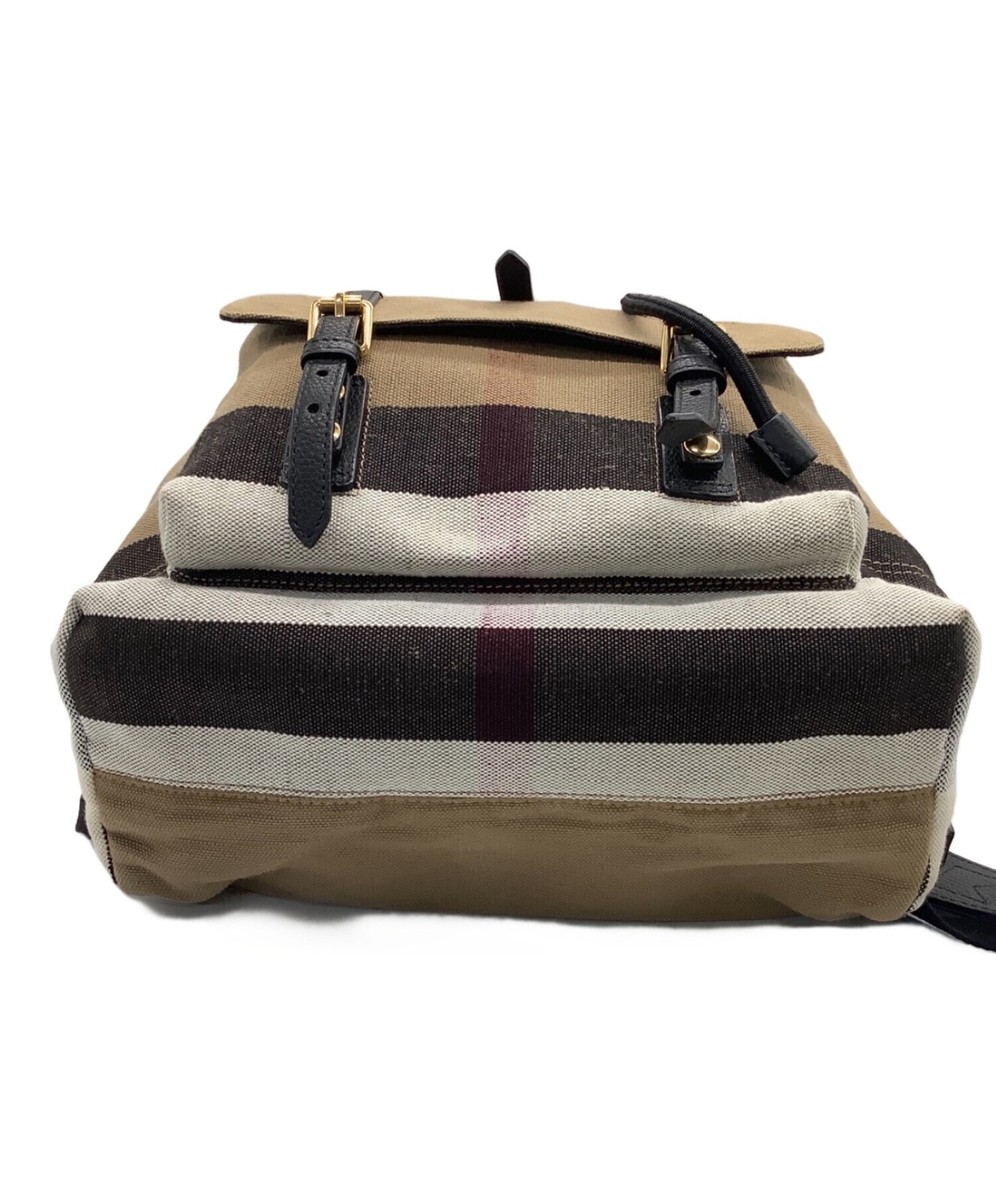 BURBERRY Backpack Bag LONDON Canvas Camel Check From Japan BURBERRY Backpack Bag LONDON Canvas Camel Check From Japan