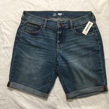 Old Navy Fitted 9" Jean Shorts Size 4 Blue Stretch Denim Cuffed NWT