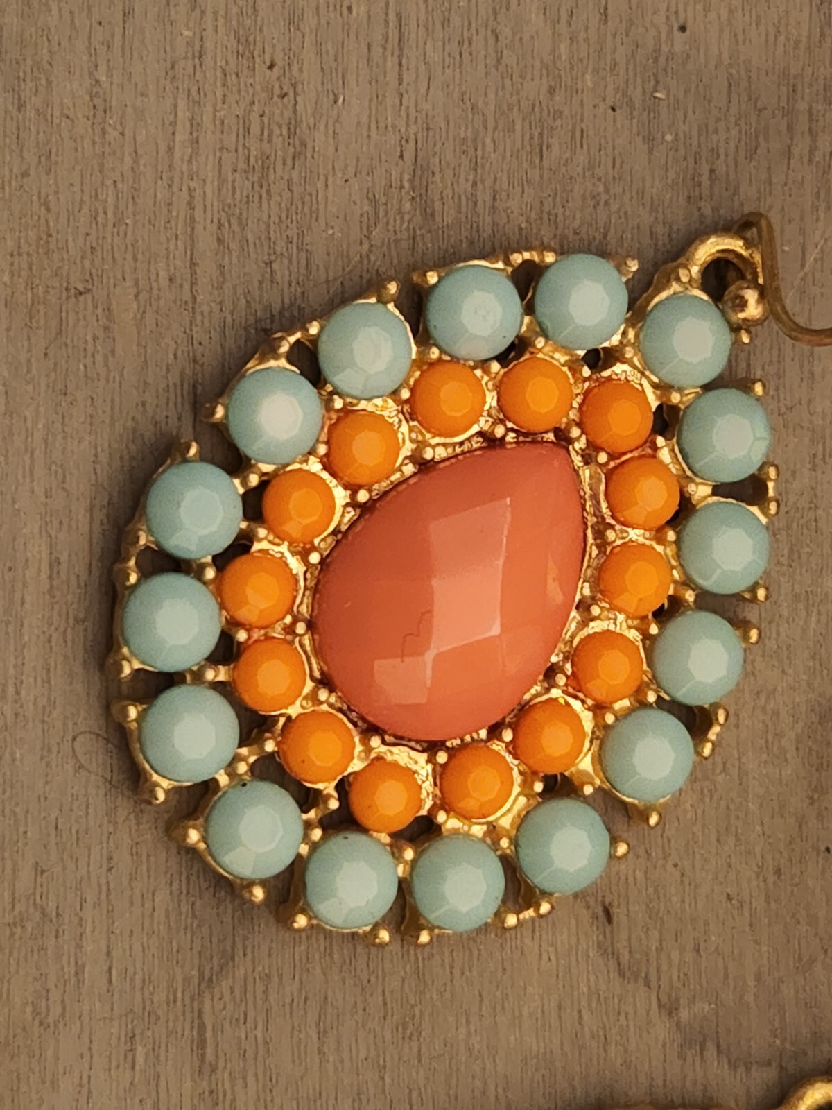 Multicolored gem drop shape dangle earrings with … - image 2