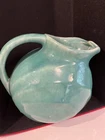 Vintage McCoy Teal blue green Art Deco Ball Glazed Pottery Pitcher with Ice Lip