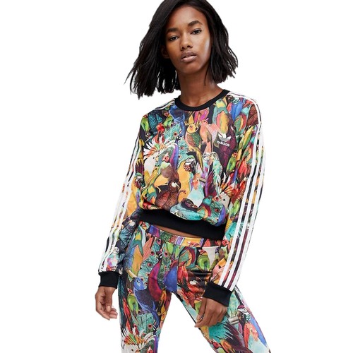 adidas originals x farm hoodie with trefoil logo in tropical print