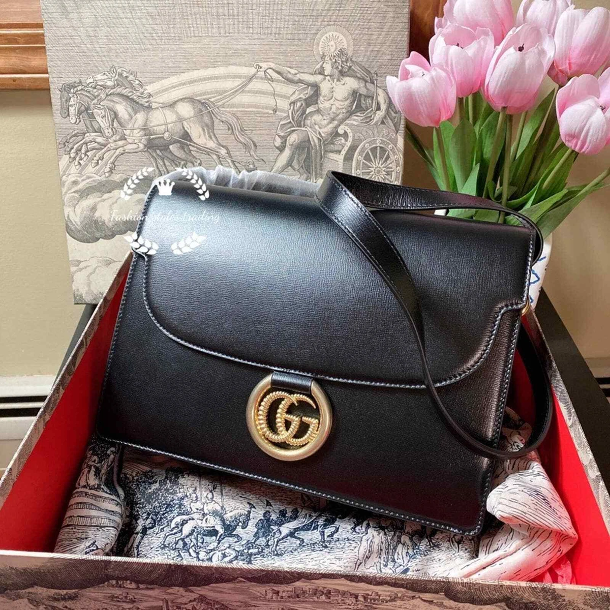 GUCCI GG-Ring Leather Shoulder Bag