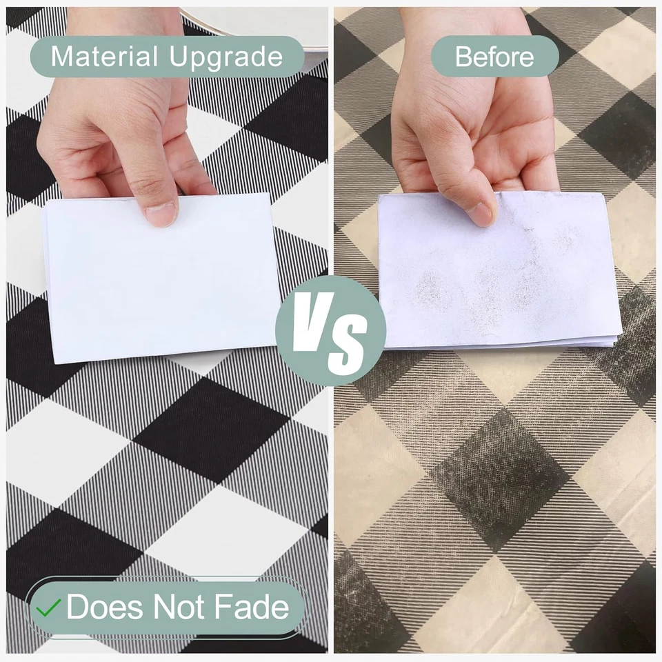 Rectangle Waterproof Vinyl Table Cloth, Buffalo 60" x 84" Black and White - Image 3 of 4