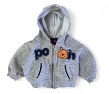Vintage Disney Embroidered Winnie The Pooh Baby Gray Zip Sweatshirt 3-6 Months
