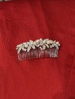 David’s Bridal Delicate Floral Hair Comb Crystals Rhinestones Pearls Glistening — photo 1
