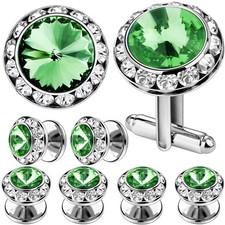 Crystal Cufflinks and Tuxedo Studs for Men, Suitable for Dress Shirt Suit Jac...