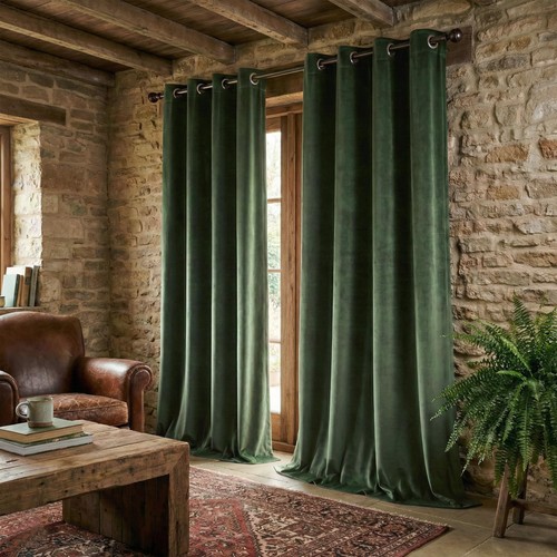 Olivgrün Samt Verdunkelungsvorhänge 84 Zoll lang für Schlafzimmer, Luxus Therm... - Bild 1 von 9