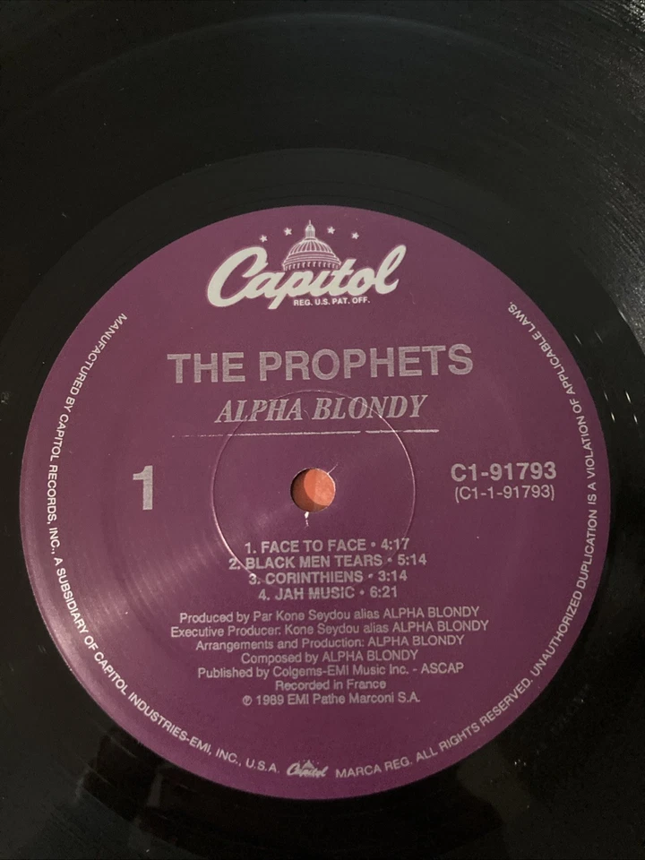 Alpha Blondy And The Solar System / The Prophets LP 1989 Capitol C1-91793 - Image 2 of 4