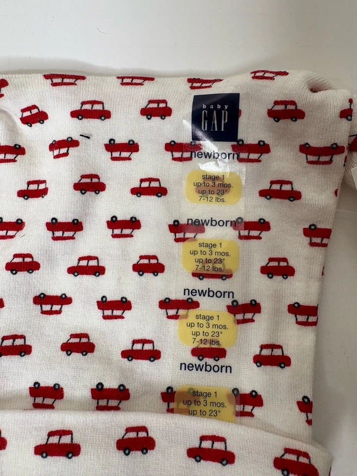 Boné gorro vintage bebê GAP chapéus gravata nó tamanho recém-nascido 0-3 meses vermelho CARROS NOVO - Imagem 4 de 4