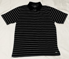 Champion Golf Men s Size Medium Black W/ White Stripes Pattern Short Sleeve Polo