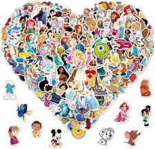 200Pcs Disney Princess Cartoon Vinyl Stickers Waterproof for Kids Teens Adults