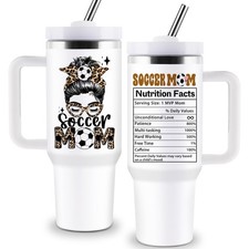 Soccer Mom Gifts for Women Mom Nutrition Facts Insulated Tumbler 40oz with Ha...
