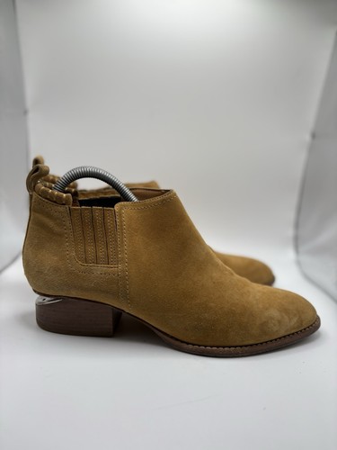 Alexander Wang Kori Ankle Boots Ochre Suede Size 38.5 Cutout-Heel Chelsea Bootie